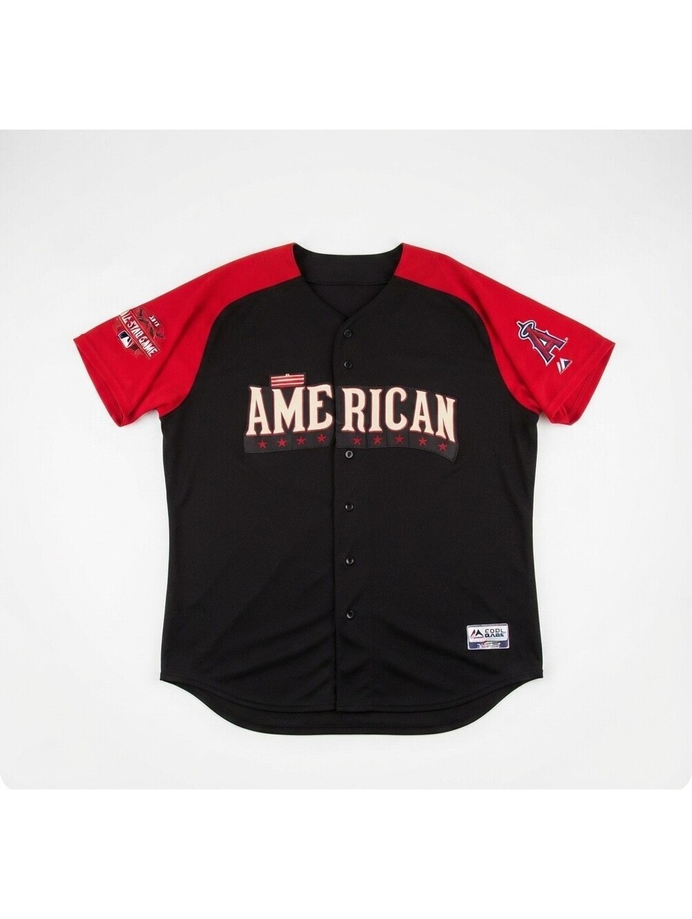 Mike Trout Majestic 2015 All Star Game American League Jersey Mens Black Red 56